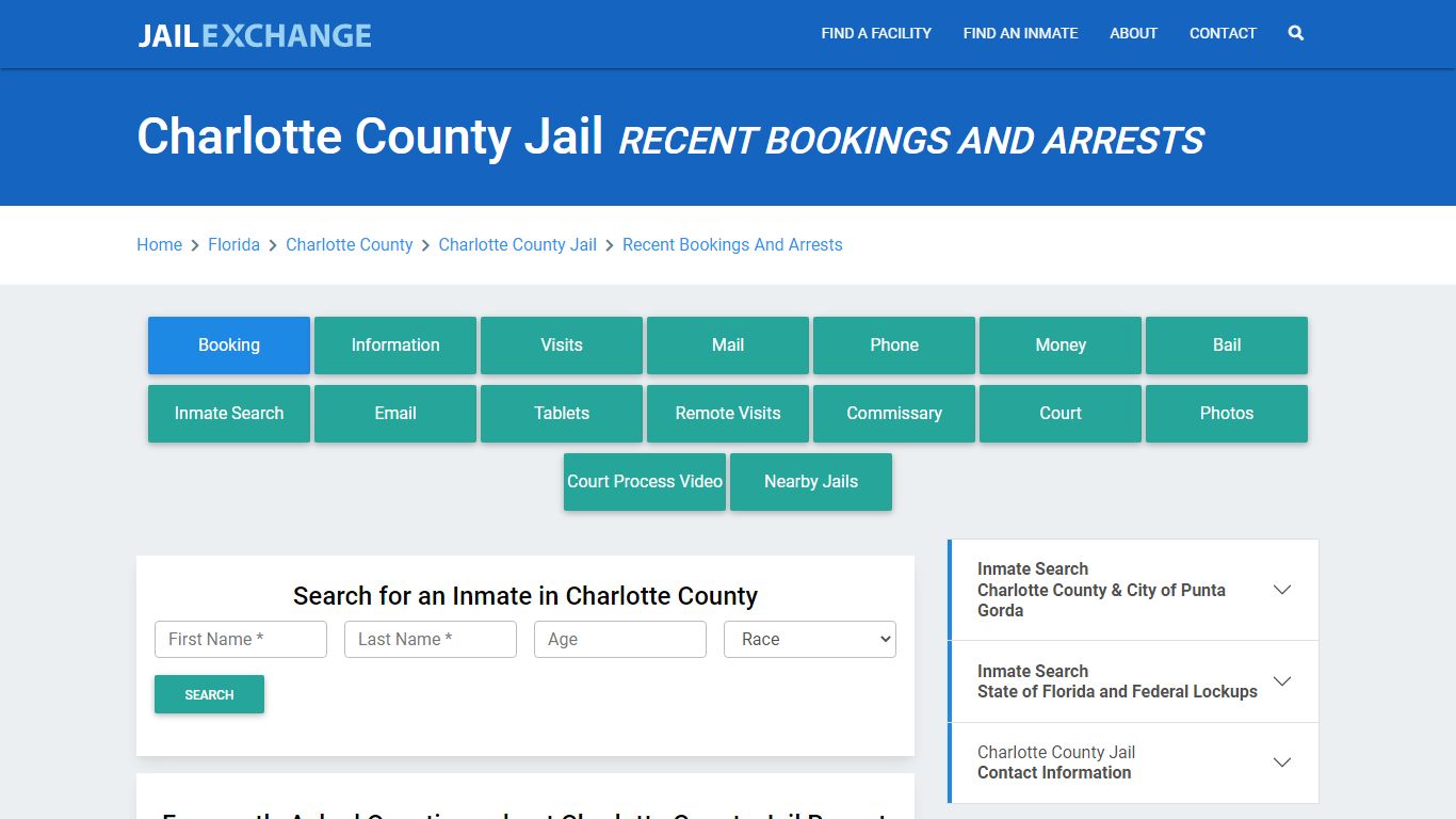 Charlotte County Jail FL Recent Arrests and Bookings